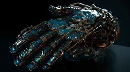 Modern cyber hand. Generative AI Illustrationの素材