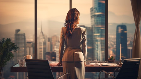 woman in a suit in a modern office buildingの素材