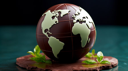 Chocolate globe on the tableの素材