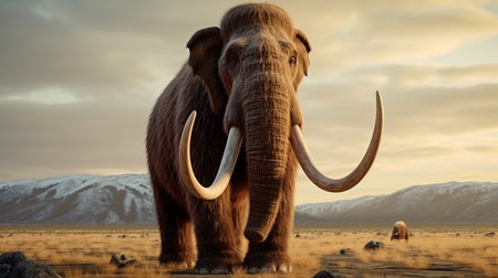 Woolly Mammoth, an enormous mammal, extinct animal. Generative AI illustratorの素材