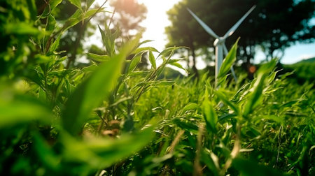 Green energy in the midst of nature. Generative AI illustratorの素材