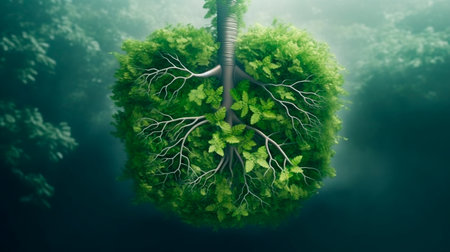 Green Lung illustration for a better World. Generative AI illustratorの素材
