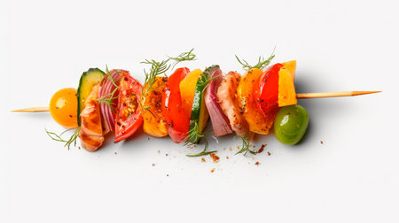 kebab skewer with vegetables isolated on a transparent background. Generative AI illustratorの素材