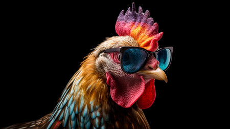 Rooster Wearing Sunglasses with Space for Copy. Generative AI illustratorの素材