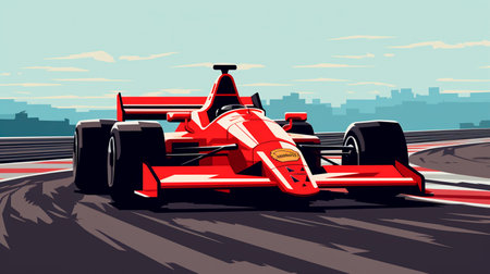 red racing sport car illustrationの素材