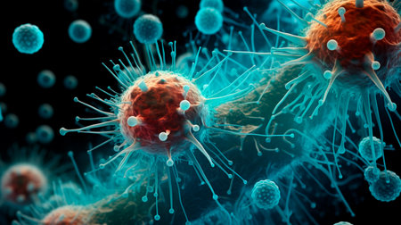 Close up of viral cellsの素材