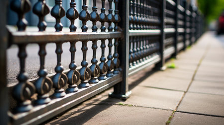 iron fence of the building.の素材