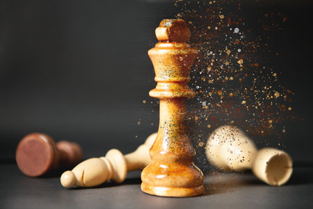 chess pieces on a dark backgroundの写真素材
