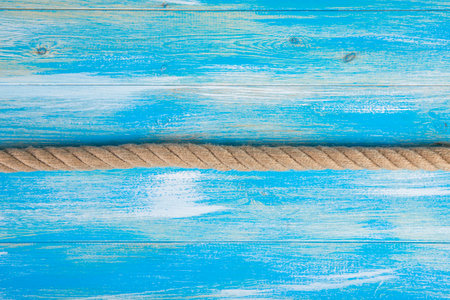 rope patterns on a wooden tableの写真素材