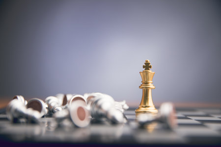 chess pieces on a board on a gray background