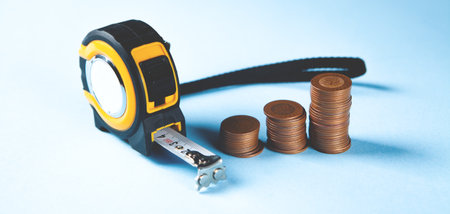 measure monetary indicators on a blue backgroundの写真素材