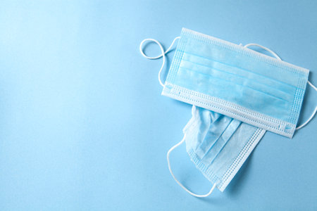medical masks on a blue background