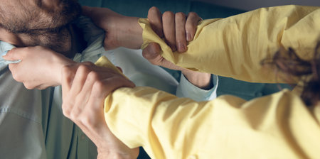 the wife rapes her husband. family quarrelの写真素材