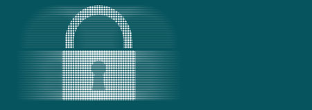 virtual lock on blue backgroundの写真素材