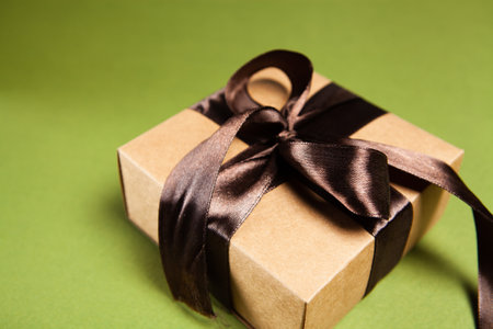 gift box on a green backgroundの写真素材