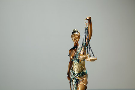 statue of justice on a gray backgroundの写真素材