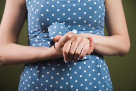 young woman posing in dressの写真素材