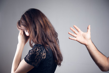 domestic violence. husband yells at wifeの写真素材