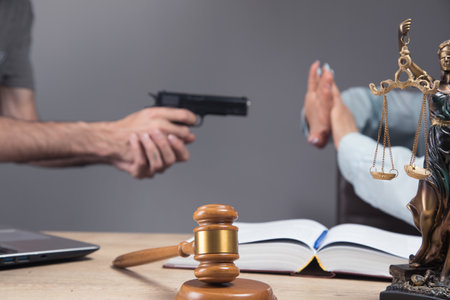 gun attack on a judgeの写真素材