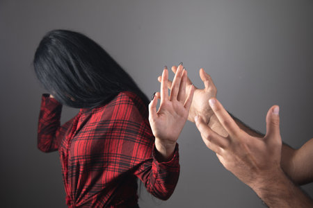 domestic violence. husband yells at wifeの写真素材