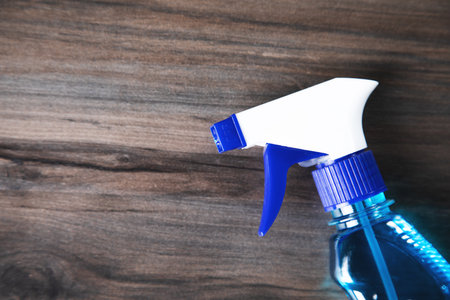 detergent on a wooden tableの写真素材