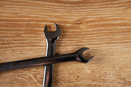 two wrenches on the tableの写真素材