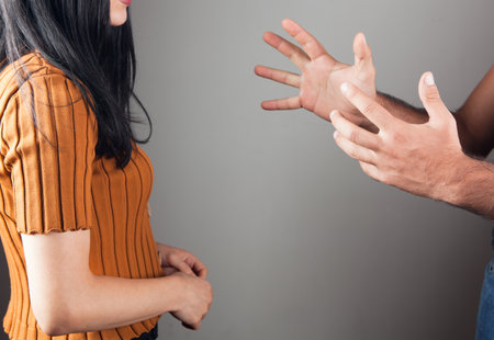 domestic violence. husband wants to hitの写真素材