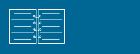 notepad icon on blue backgroundの写真素材