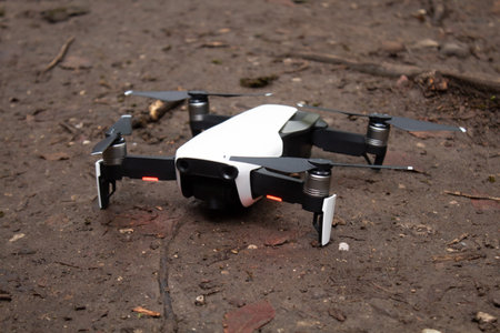 a small drone stands on the groundの写真素材