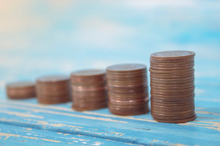 coins in the form of a growing graphの写真素材