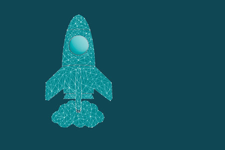 rocket from the network. concept startupの写真素材