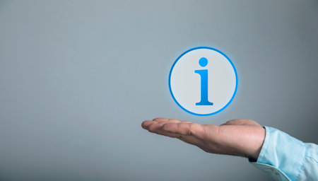 Information sign icon. man tapping on the screen