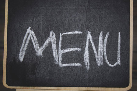 the inscription MENU on the blackboardの写真素材