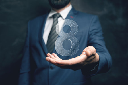Number 8 from the net. Man holding in his hand