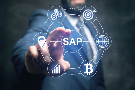 Internet, business, Technology and network concept. SAP System Software Automation concept on virtual screen data center.の写真素材