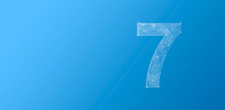 Numeral 7 from the net on a blue backgroundの写真素材