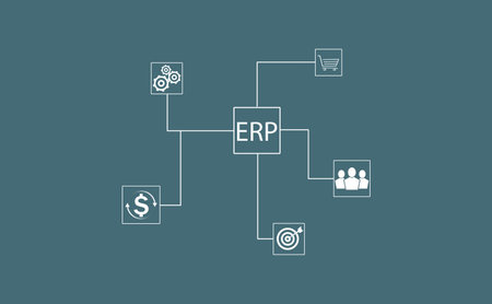 ERP Enterprise resources planning system software business technology.の写真素材
