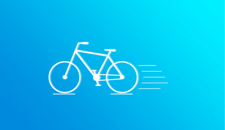 bicycle icon on blue backgroundの写真素材