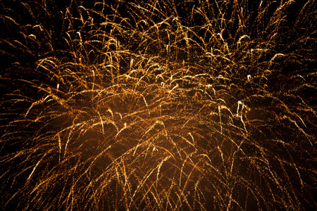 New year red fireworks at night