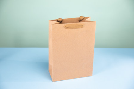 big brown paper bag for groceries frontの写真素材