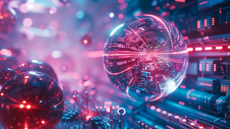 futuristic city background with glowing lightsの素材