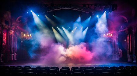 stage with smoke and fogの素材
