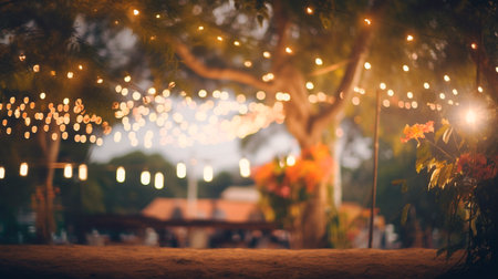 blurred image of people and festival on the night party.の素材