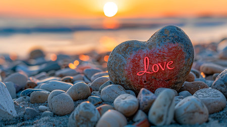 love sign on the seashoreの素材