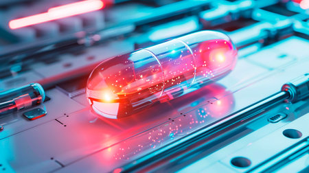 futuristic technology concept with digital capsule backgroundの素材