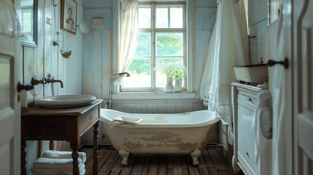vintage bathroom in vintage tonesの素材