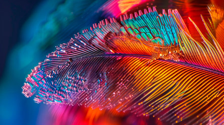 red peck feather with water drop.の素材