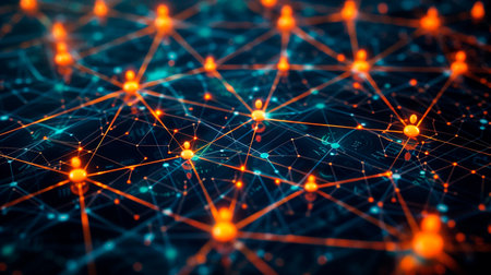 abstract background with molecules and connection structure.の素材