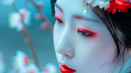 beautiful young woman in a kimonoの素材