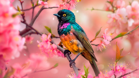 beautiful pink bird in the gardenの素材